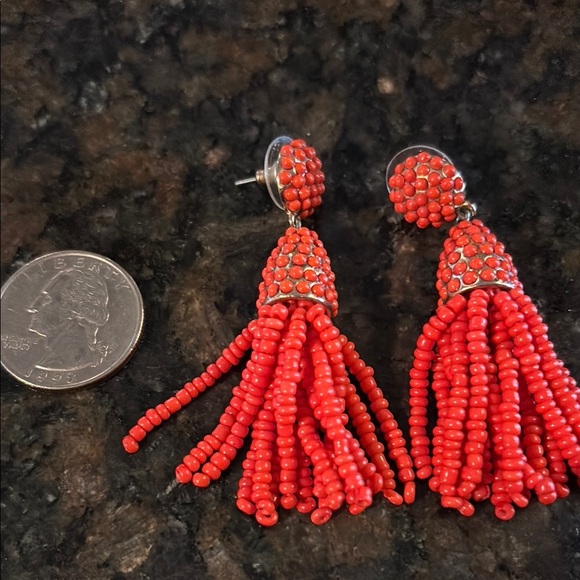 BaubleBar Red Tassel Earrings Vibrant Beaded Statement - Picture 2 of 2
